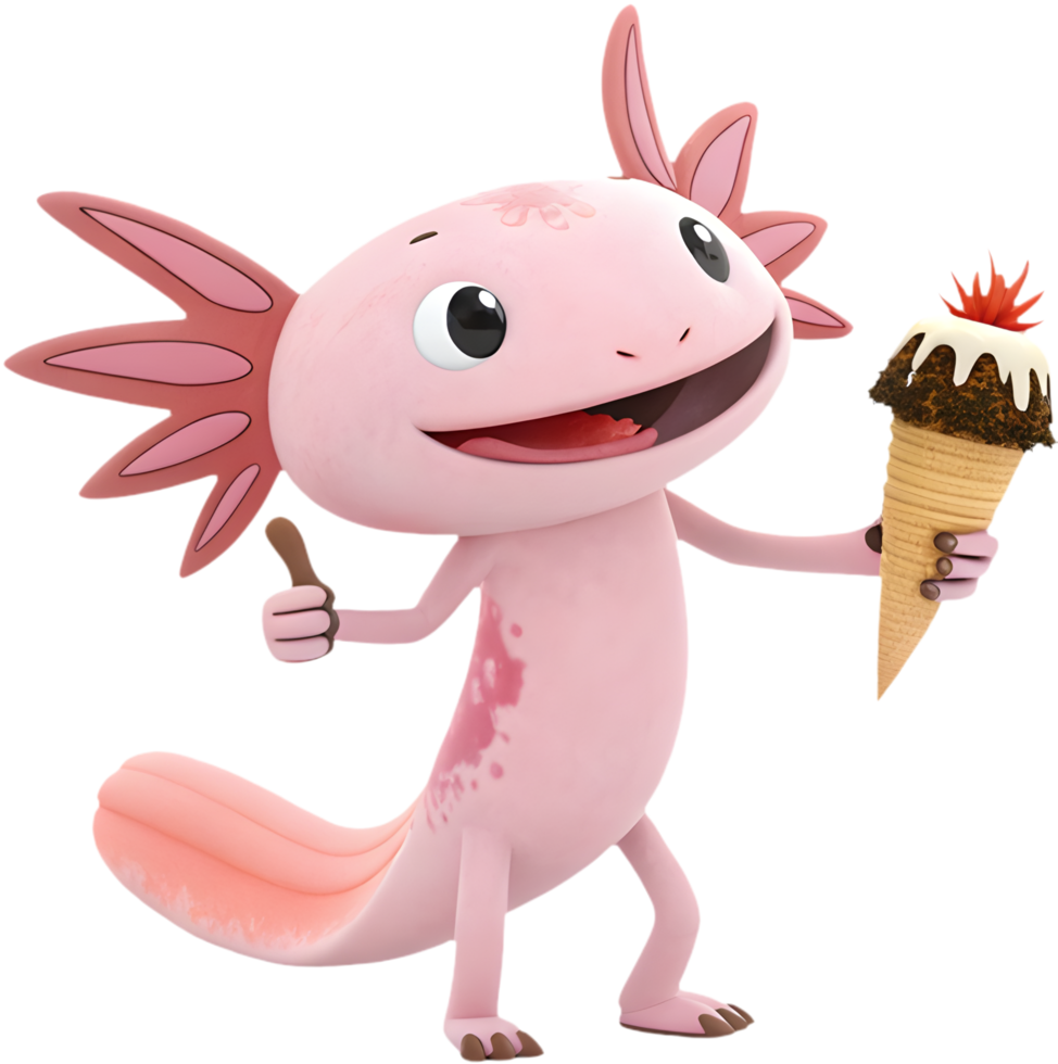 Charming Axolotl cartoon clipart with fun aquatic vibes. . png