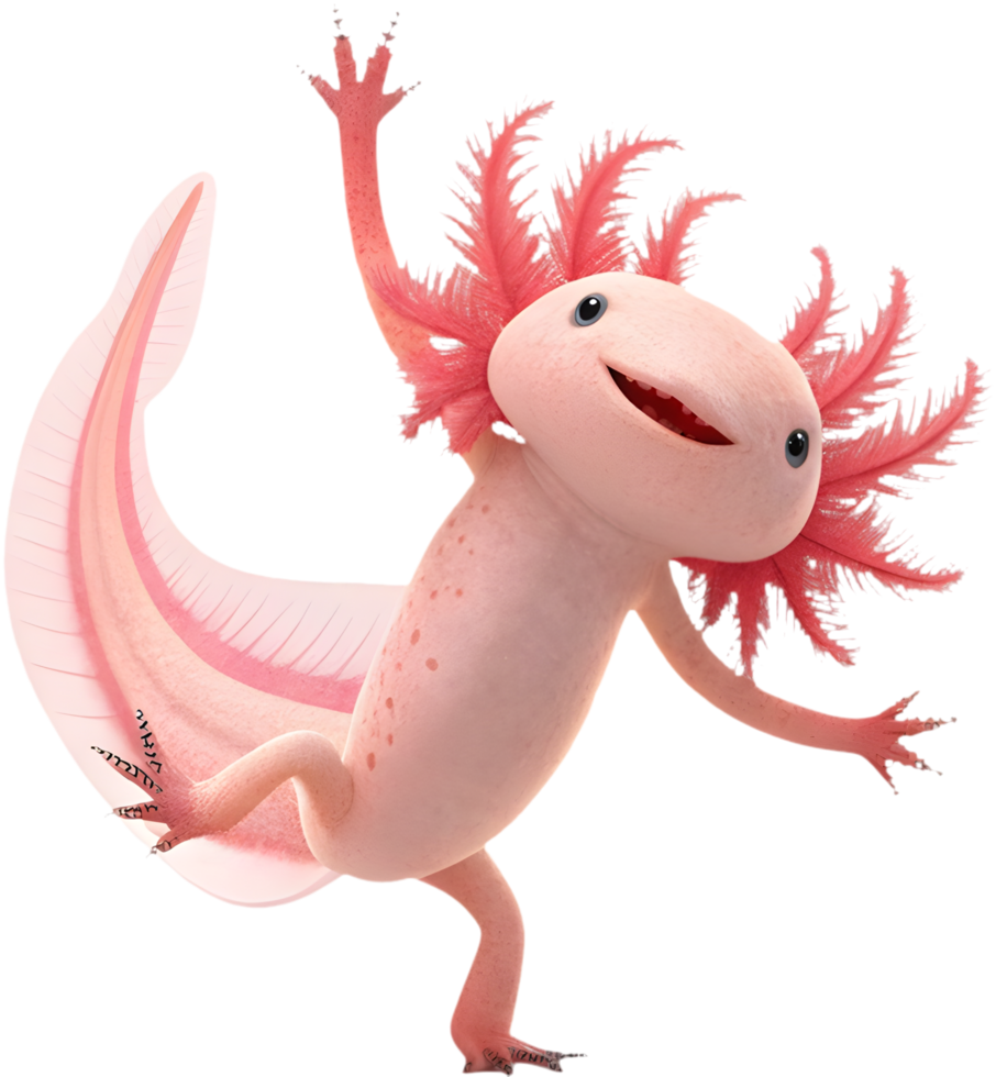 Adorable Axolotl cartoon clipart with playful aquatic vibes. . png