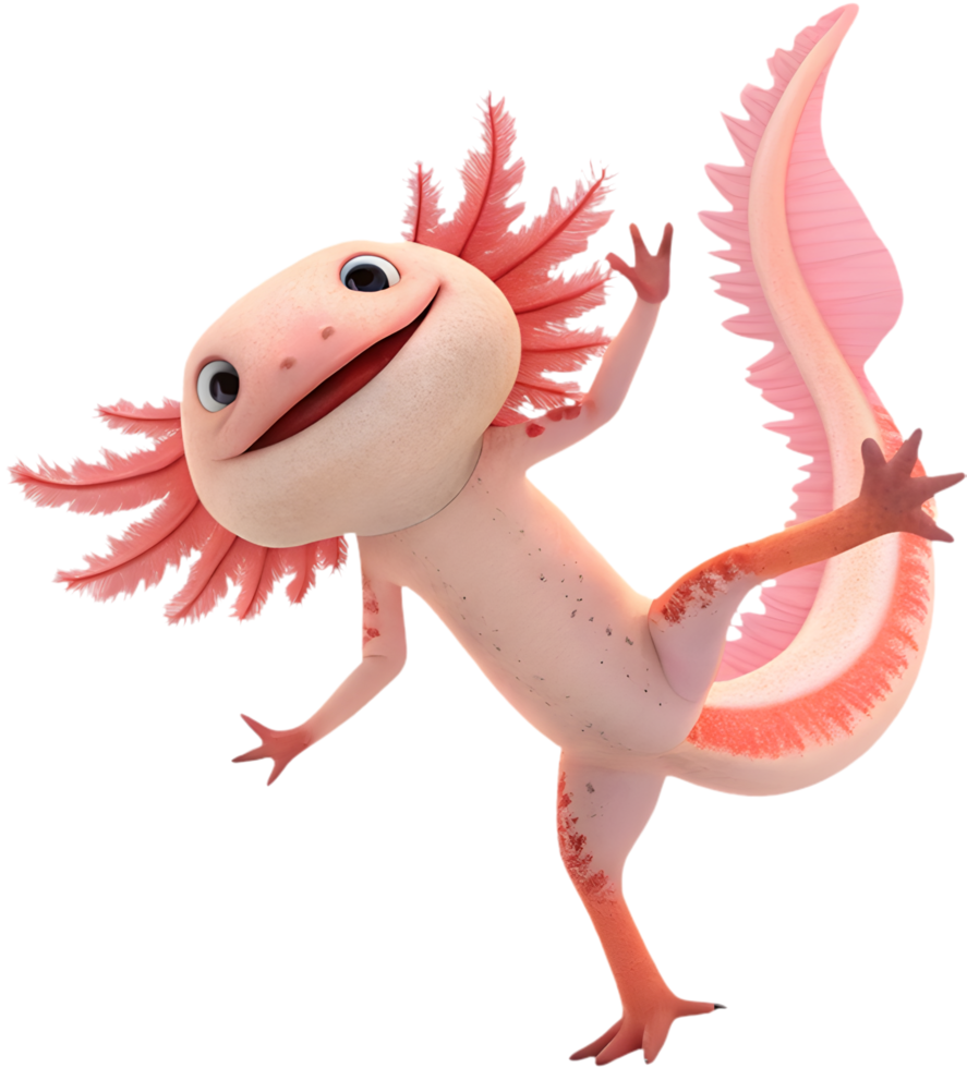 Charming Axolotl cartoon clipart for adorable aquatic creations. . png