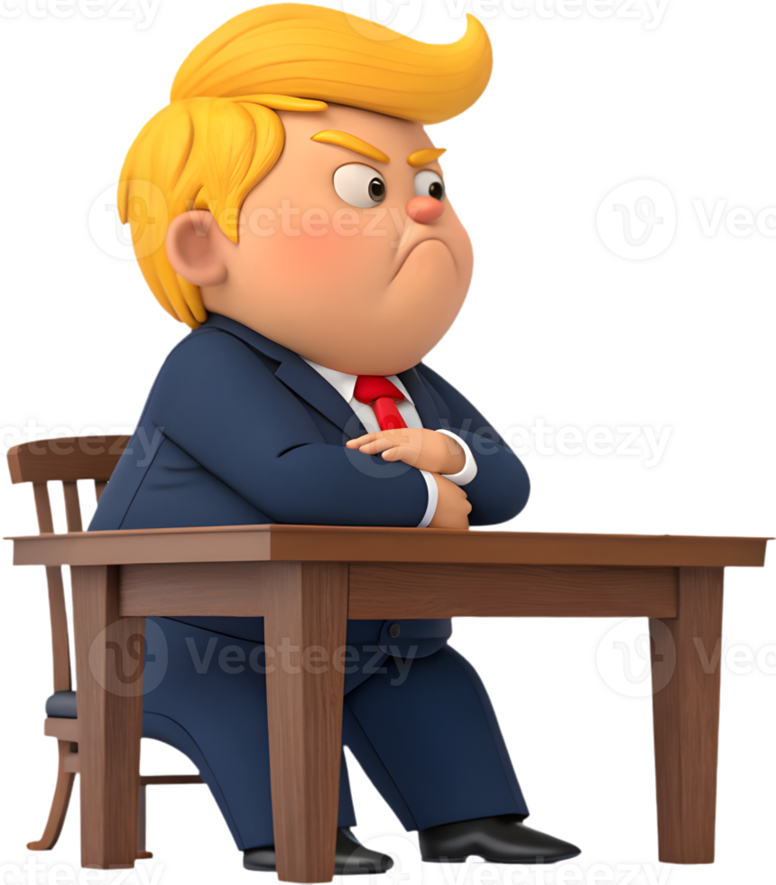 Adorable cartoon boy president in official business attire. . png