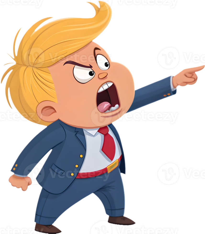 Fun cartoon boy president depicted in formal pose. . png