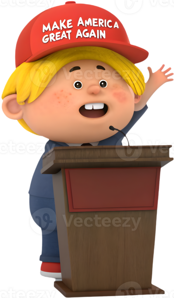 Cute cartoon boy president in official role clipart. . png