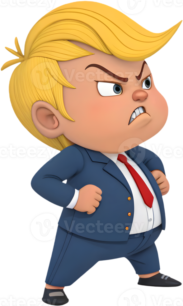 Cartoon boy president in formal pose for clipart. . png