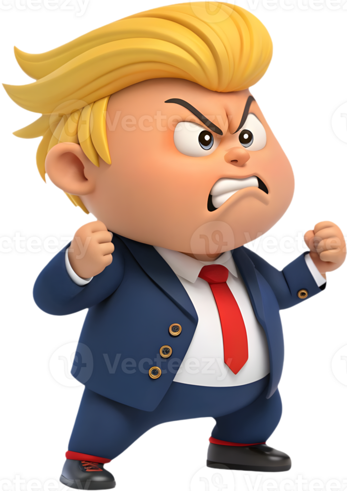 Cute cartoon president boy in official leadership pose. . png