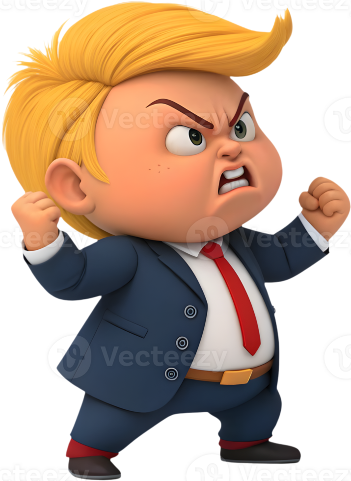Adorable cartoon president boy in official business clipart. . png