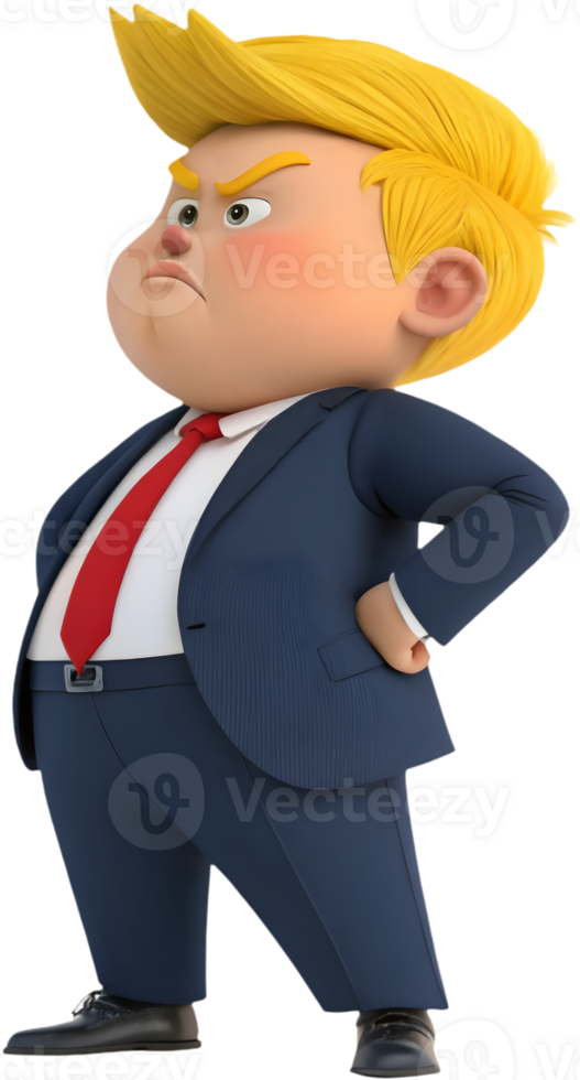Cartoon president boy in official office leadership role. . png