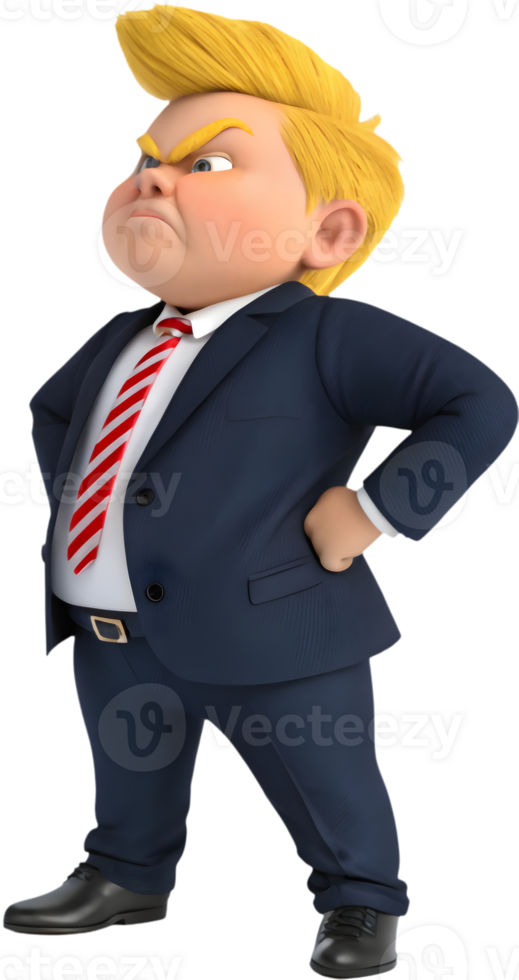 Cute cartoon boy president in professional official role. . png