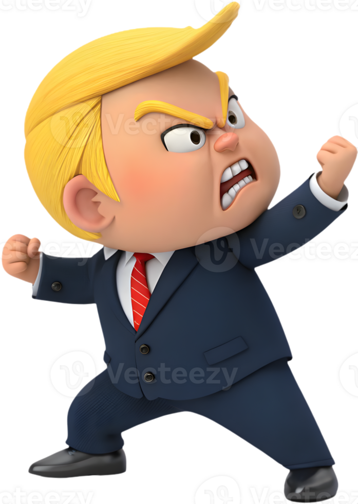 Adorable cartoon boy as president in official suit. . png