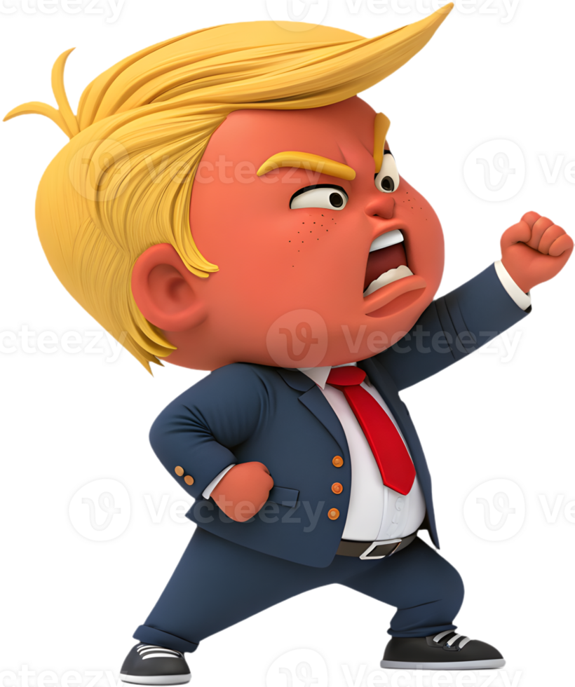 Adorable cartoon president boy in official attire pose. . png