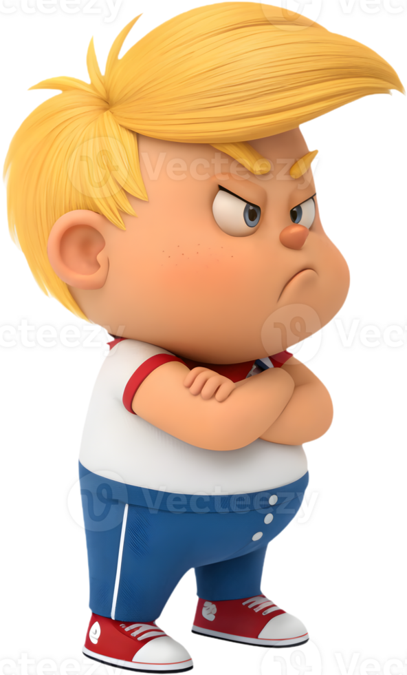 Cartoon boy president with formal pose in office. . png