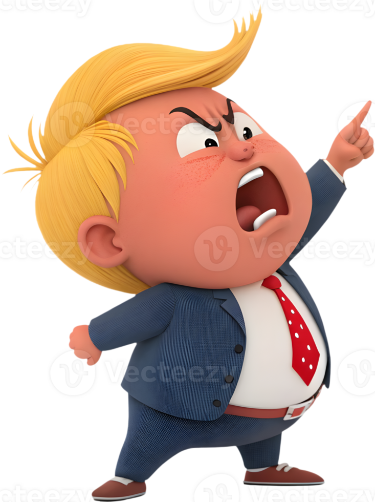 Cartoon boy in presidential office with official leadership. . png