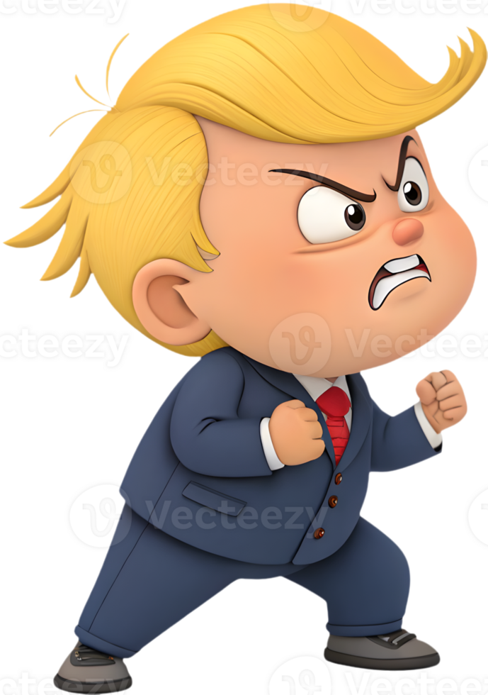 Fun cartoon boy president depicted in formal role. . png