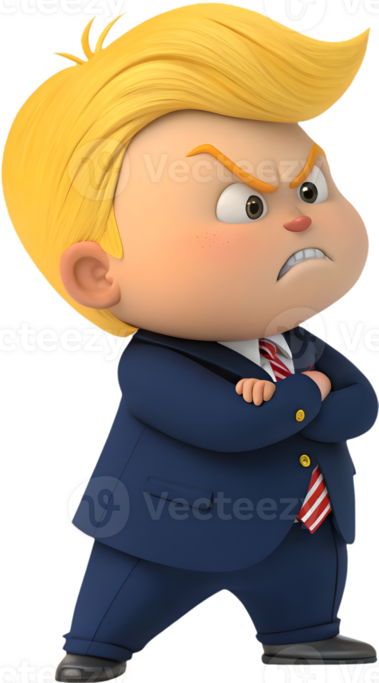 Cartoon boy president in formal pose for clipart. . png