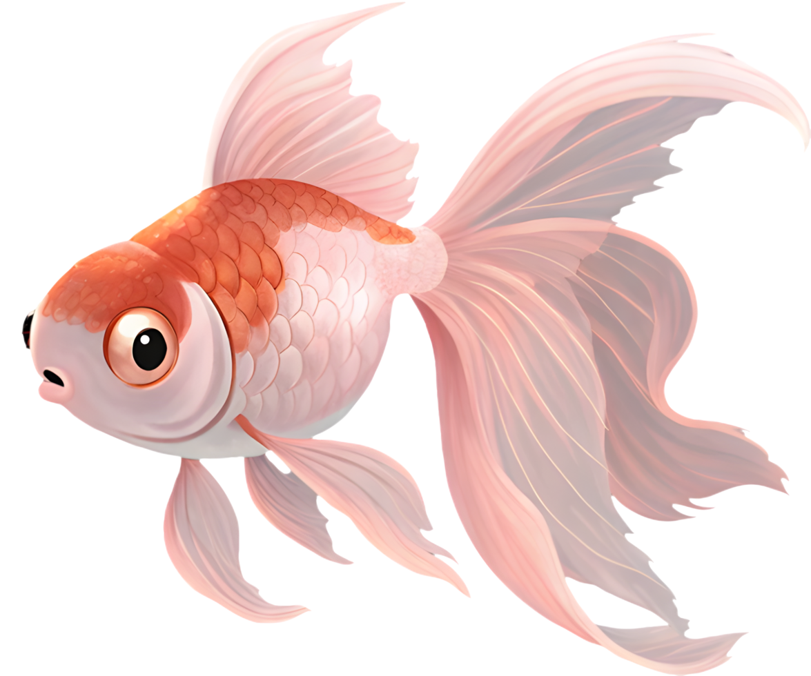 Bright and colorful Bubble Eye Goldfish for creative projects. . png