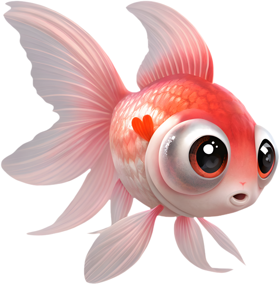 Bright Bubble Eye Goldfish with vibrant colorful details. . png