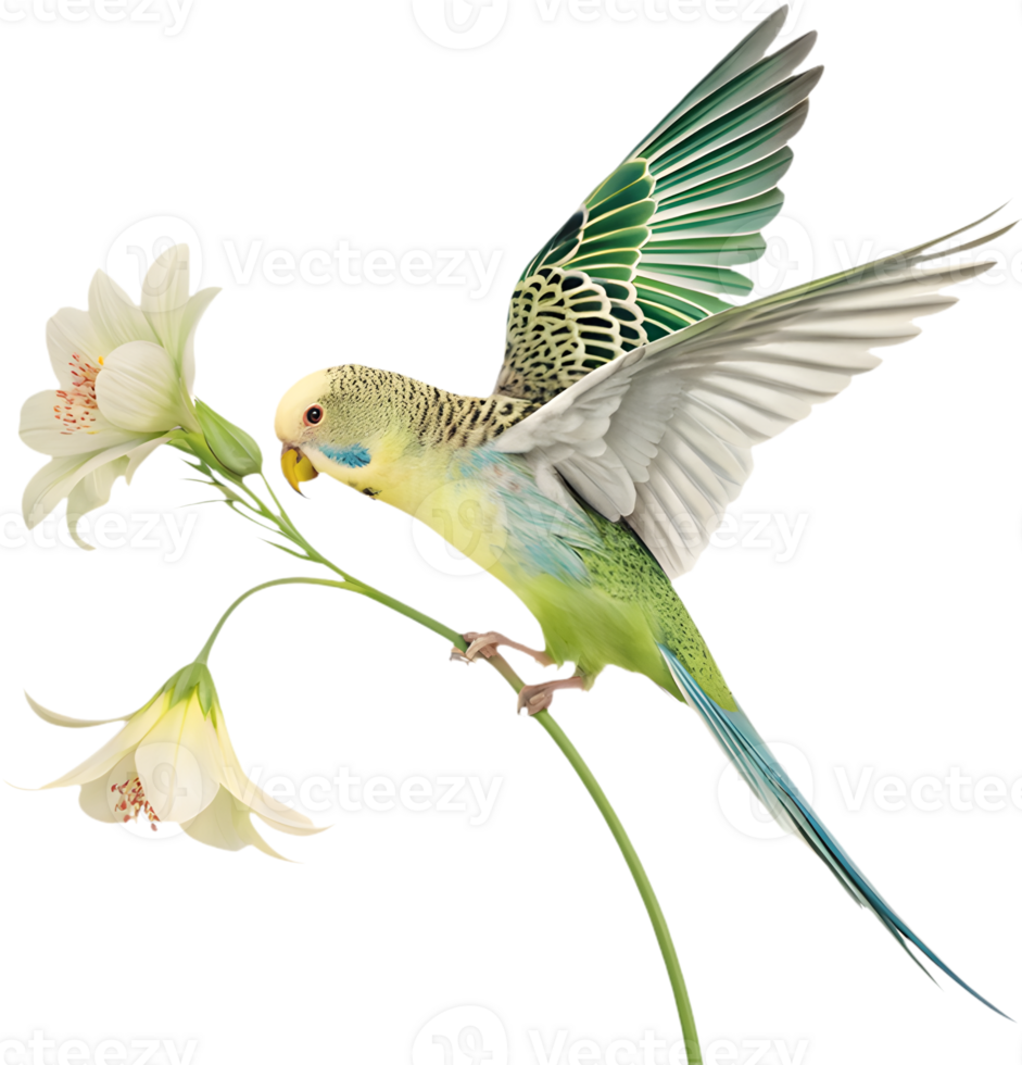 Bright and colorful Budgerigar clipart with detailed features. . png