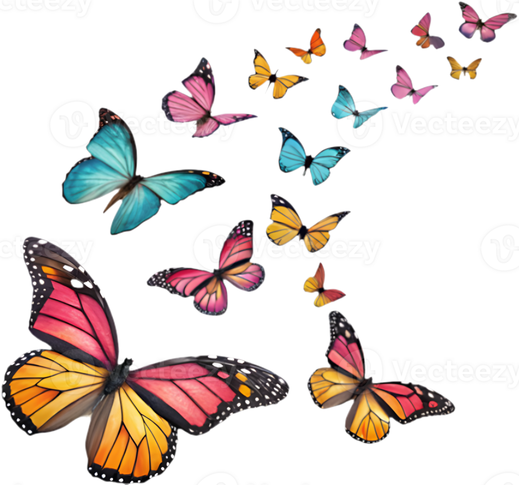 Colorful butterfly clipart with vibrant, intricate wing patterns. . png