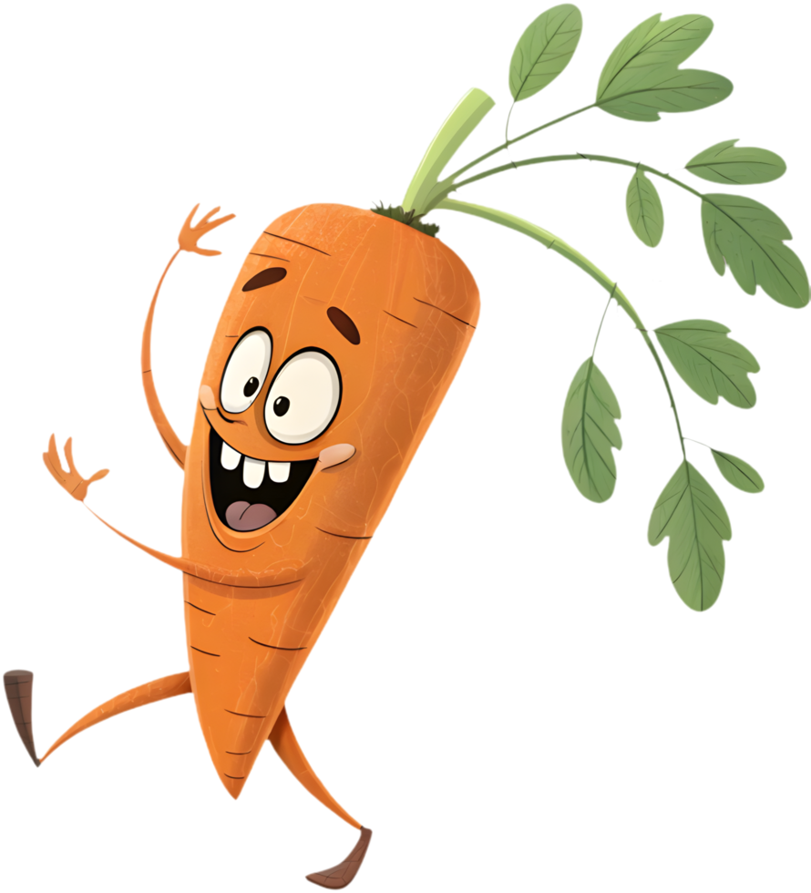 Cartoon carrot clipart with cheerful, colorful expressions and details. . png
