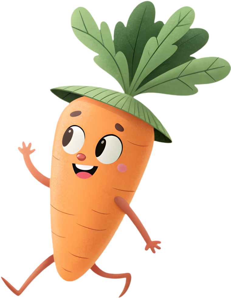 Bright and playful cartoon carrot clipart with colorful expressions. . png