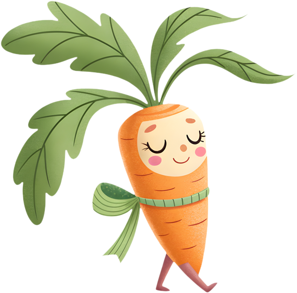 Cartoon carrot clipart with vibrant colors and cheerful expressions. . png
