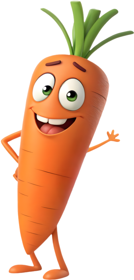 Fun cartoon carrot clipart with playful and vibrant expressions. . png