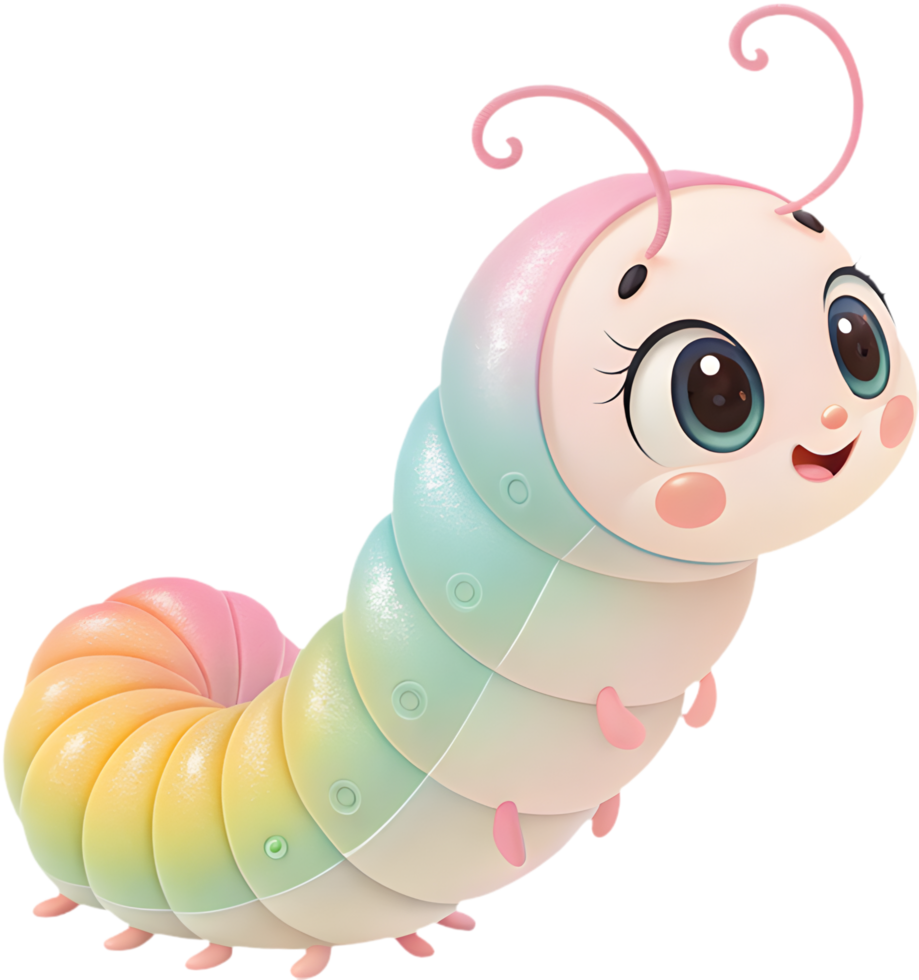 Colorful cartoon caterpillar clipart with fun expressions and details. . png