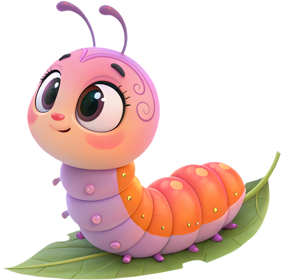 Vibrant cartoon caterpillar clipart with playful and colorful expressions. . png