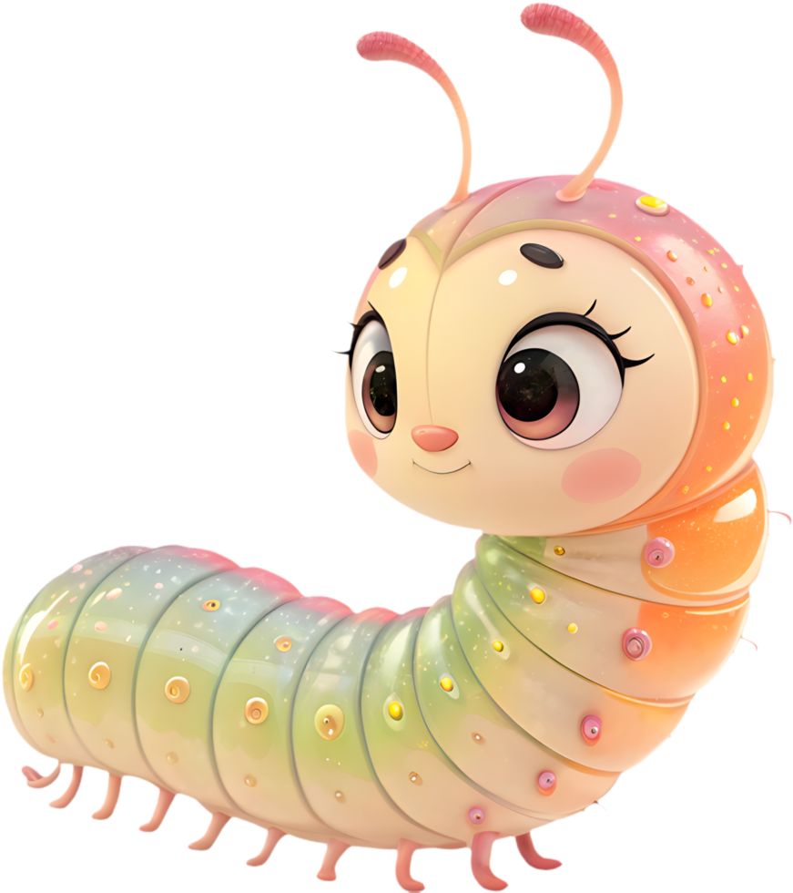 Cute and playful cartoon caterpillar clipart with vibrant details. . png