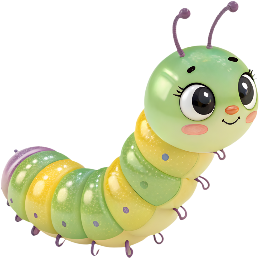 Colorful and cute cartoon caterpillar clipart with joyful expressions. . png