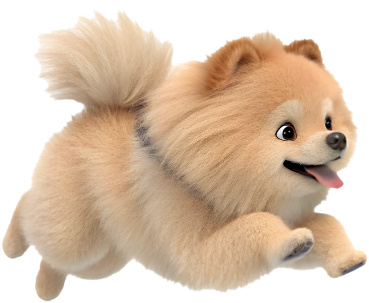 Adorable Chow Chow cartoon clipart featuring a playful expression. . png