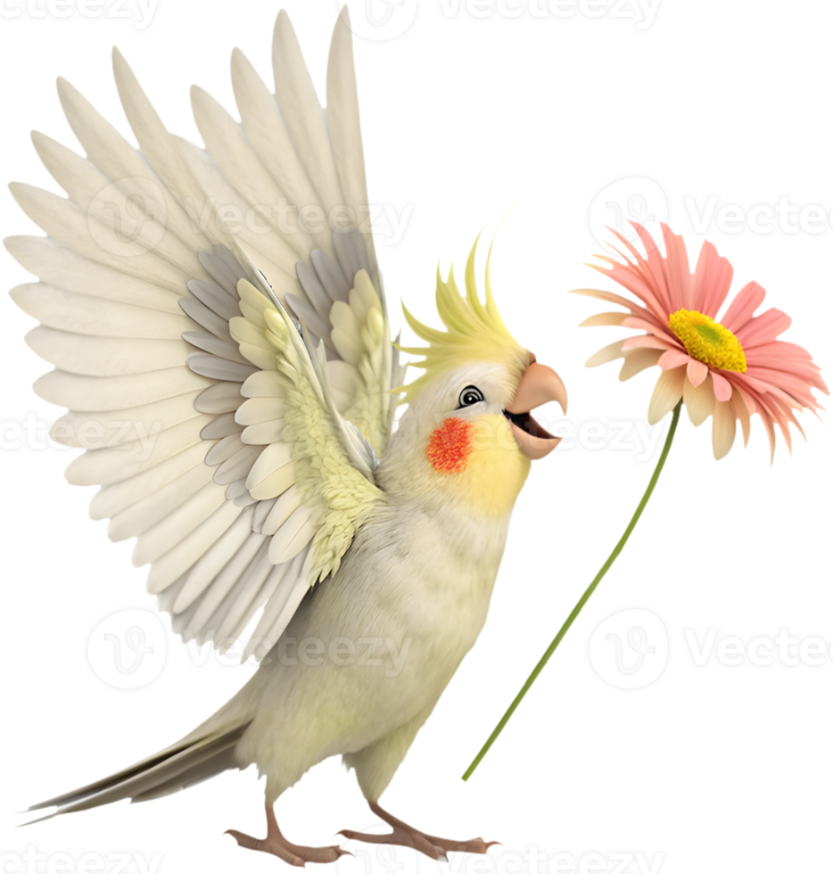 Cute Cockatiel bird clipart with bright feathers and expressions. . png
