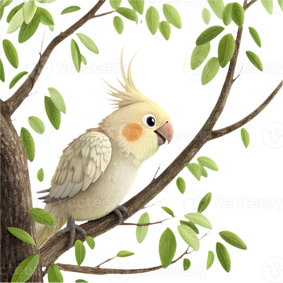 Playful cartoon Cockatiel bird clipart with charming feathers. . png