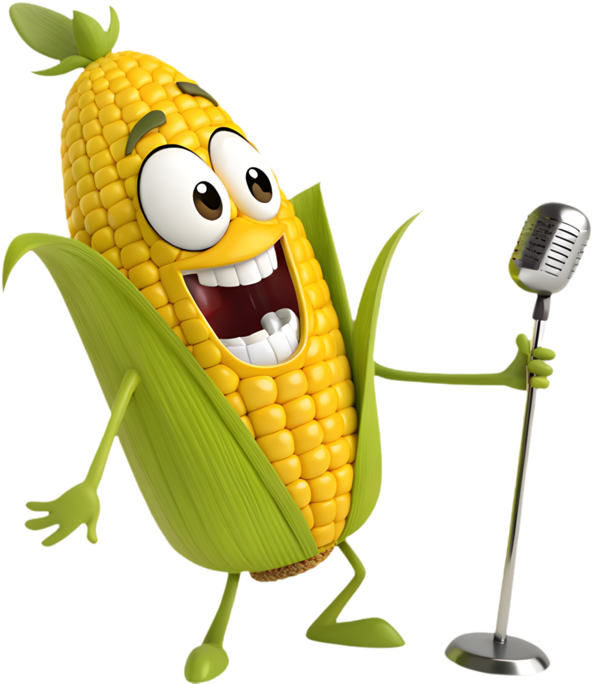 Cheerful cartoon corn clipart with colorful, lively expressions. . png