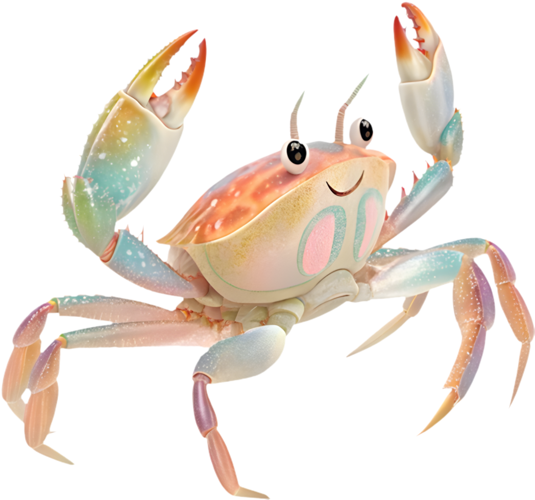 Playful cartoon crab clipart showcasing bright, colorful character vibes. . png