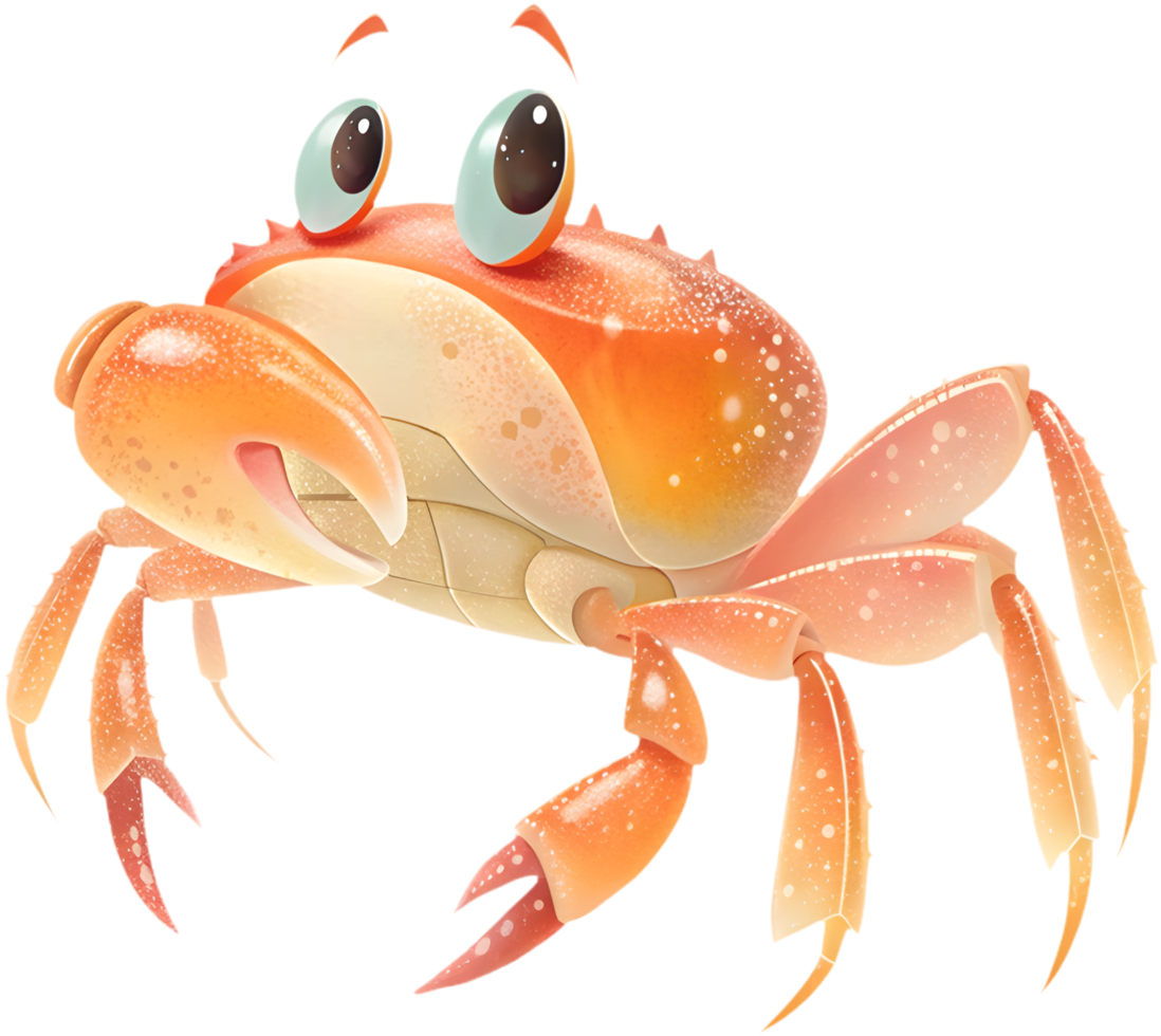 Bright cartoon crab clipart with fun and creative character. . png
