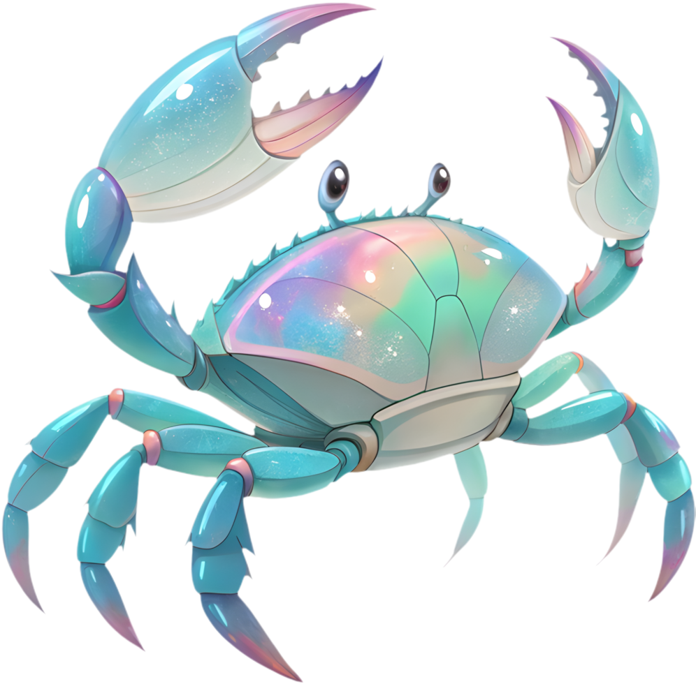 Cute cartoon crab clipart featuring lively, vibrant color palettes. . png