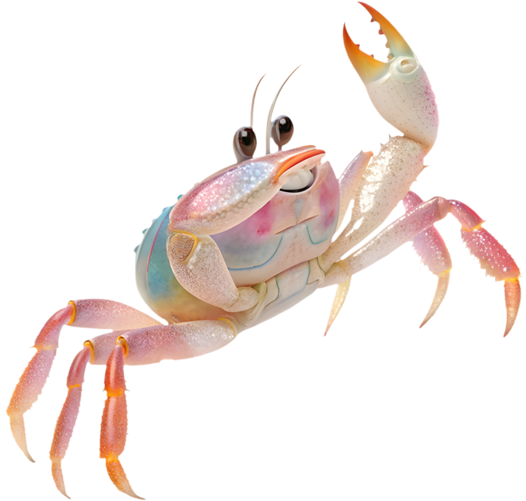 Adorable cartoon crab clipart showcasing charm and playful vibes. . png