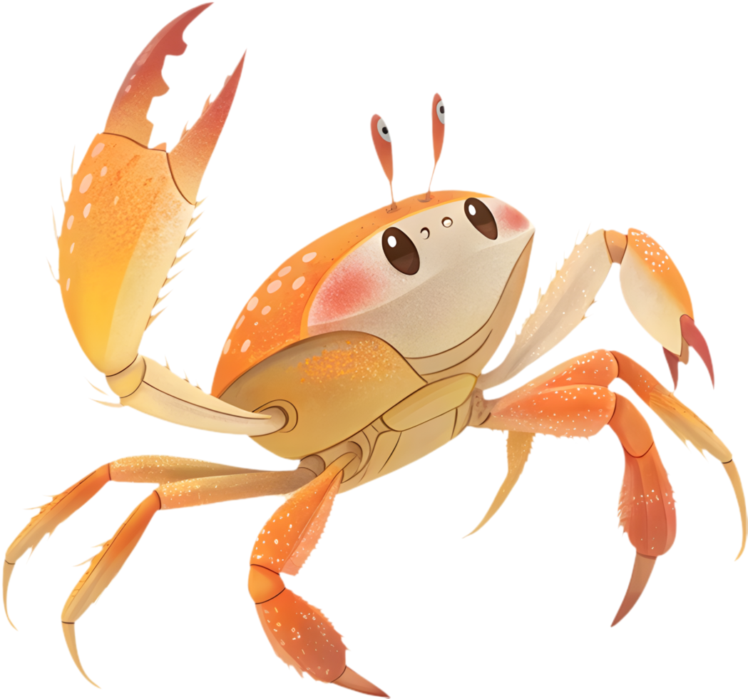 Charming and cute cartoon crab clipart with creative details. . png