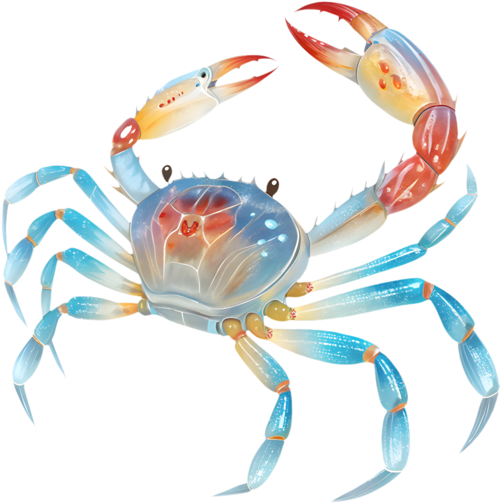 Fun and adorable cartoon crab clipart featuring charming details. . png
