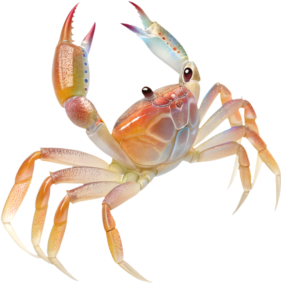 Cheerful and colorful cartoon crab clipart featuring vibrant expressions. . png