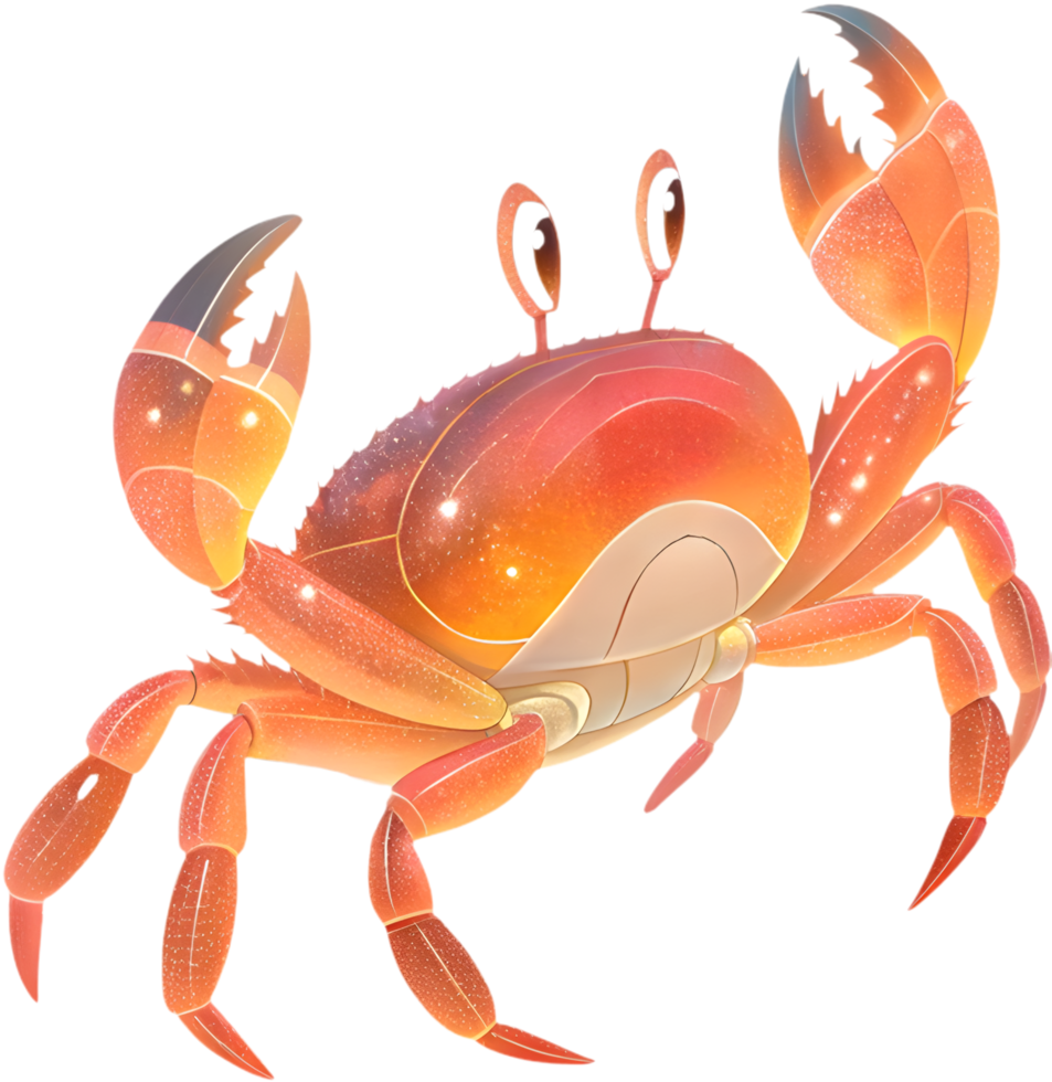 Cheerful cartoon crab clipart showcasing bright and fun personalities. . png