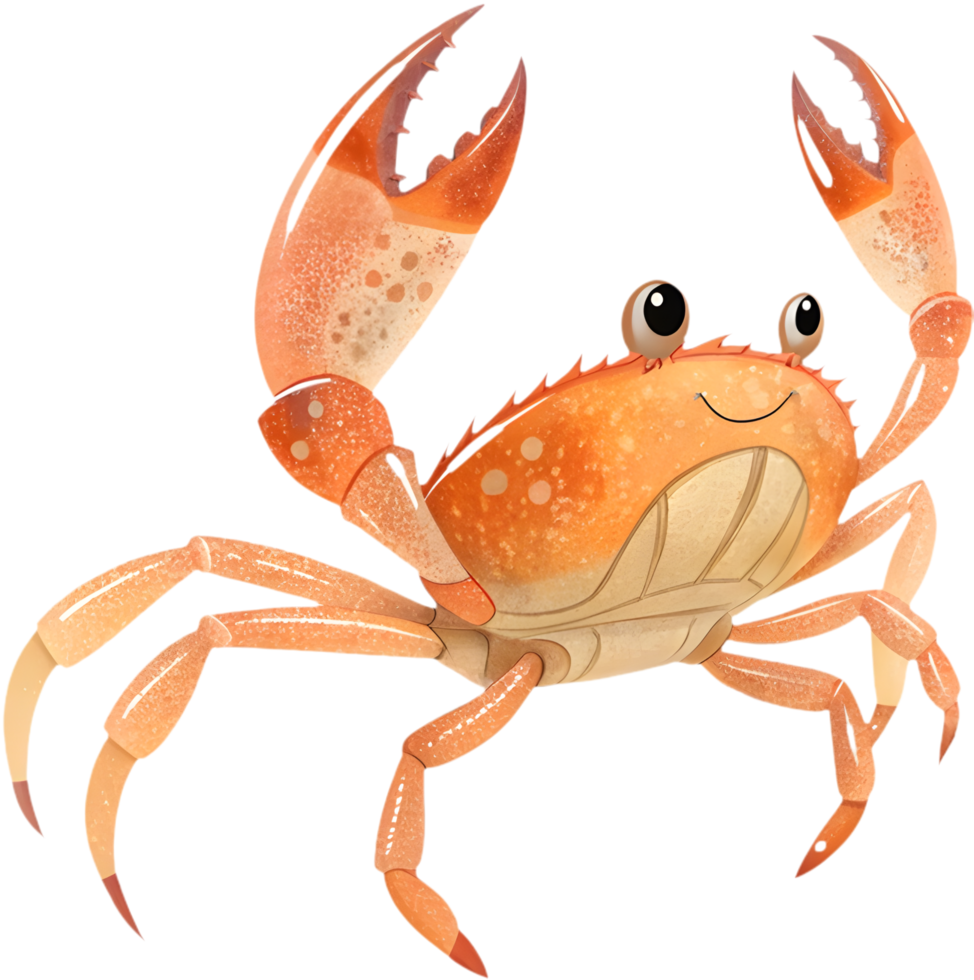 Fun cartoon crab clipart featuring adorable, cheerful expressions. . png