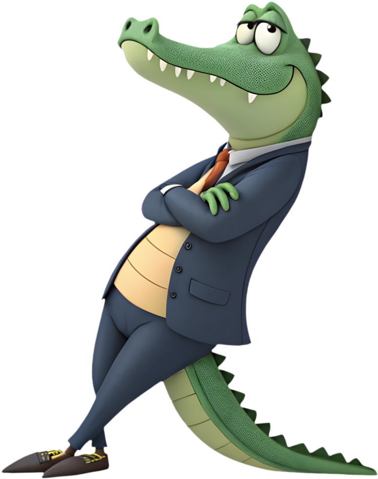 Friendly cartoon crocodile clipart showcasing cheerful and colorful expressions. . png