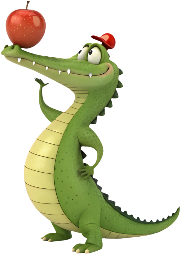 Vibrant crocodile clipart featuring playful and adorable character details. . png