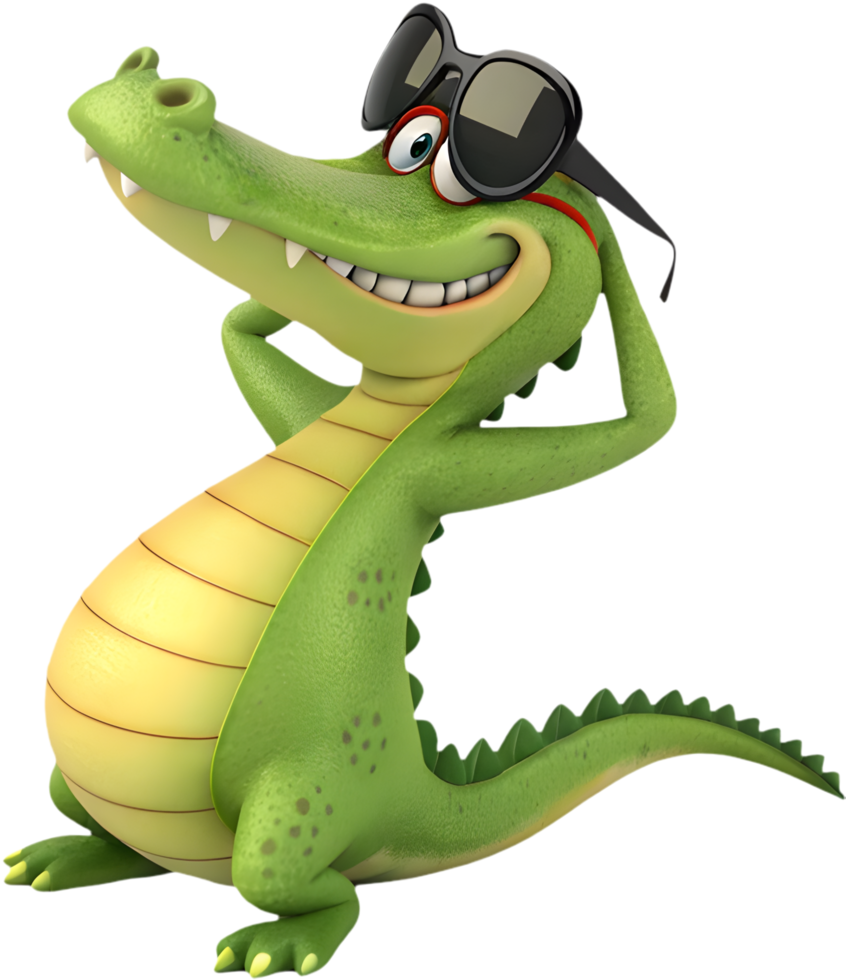 Cute cartoon crocodile clipart with playful and colorful vibes. . png