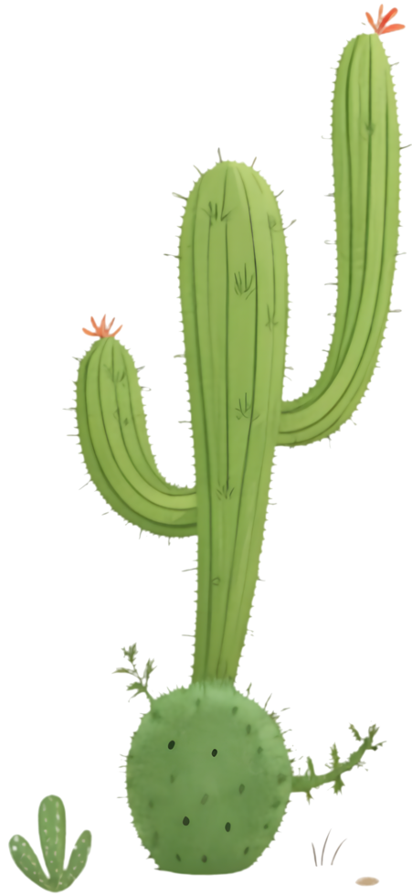 Intricate desert cactus clipart showcasing vibrant, natural plant features. . png