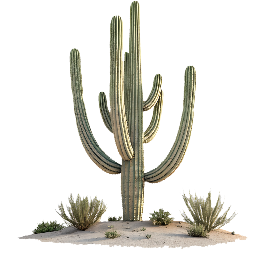 Beautiful desert cactus clipart showcasing intricate natural plant details. . png