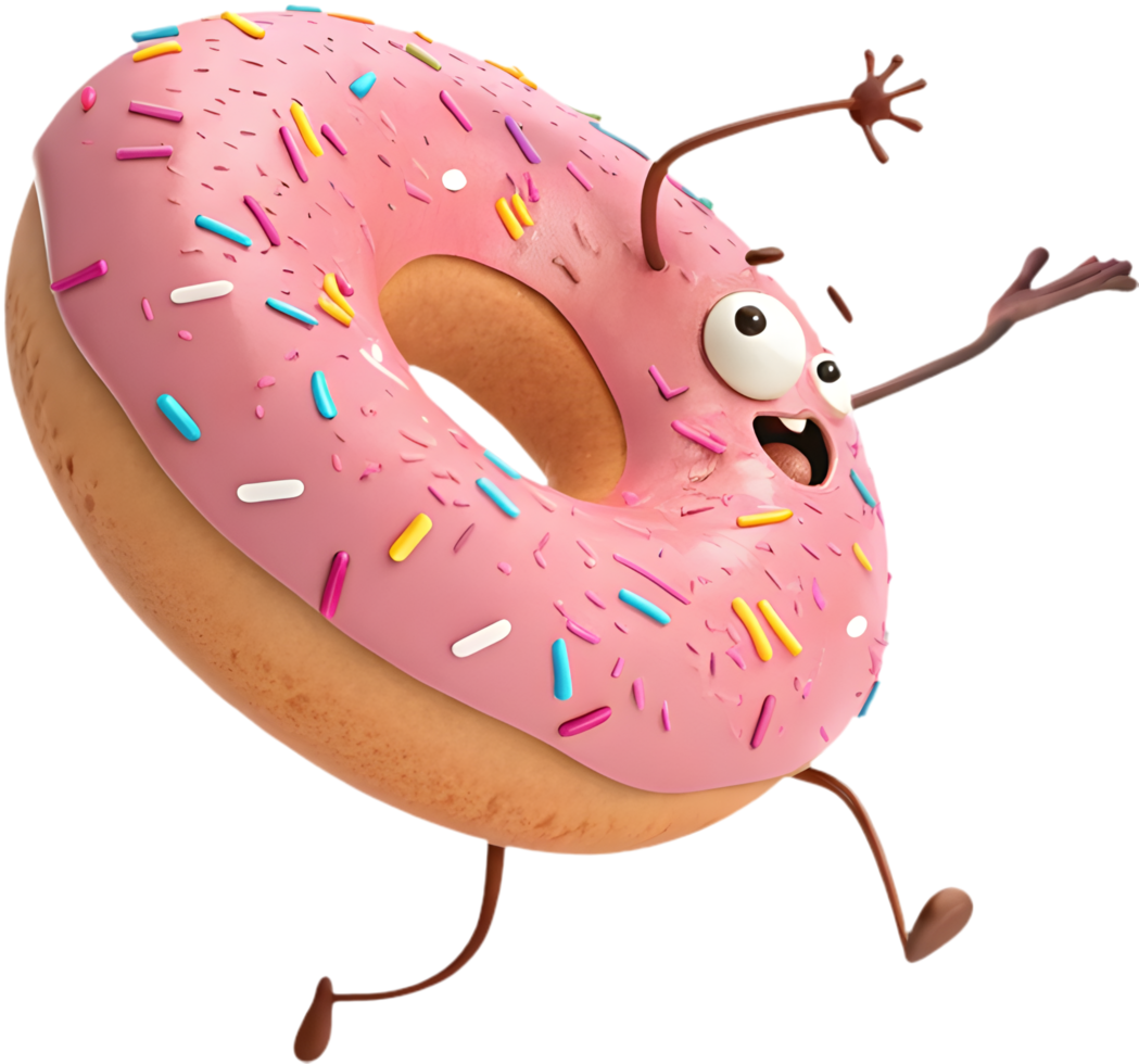 Bright and cheerful cartoon doughnut clipart featuring fun charm. . png