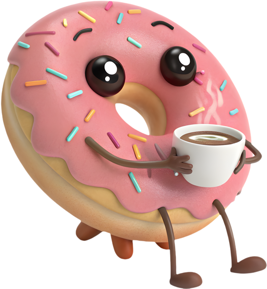 Playful cartoon doughnut clipart with joyful colors and designs. . png