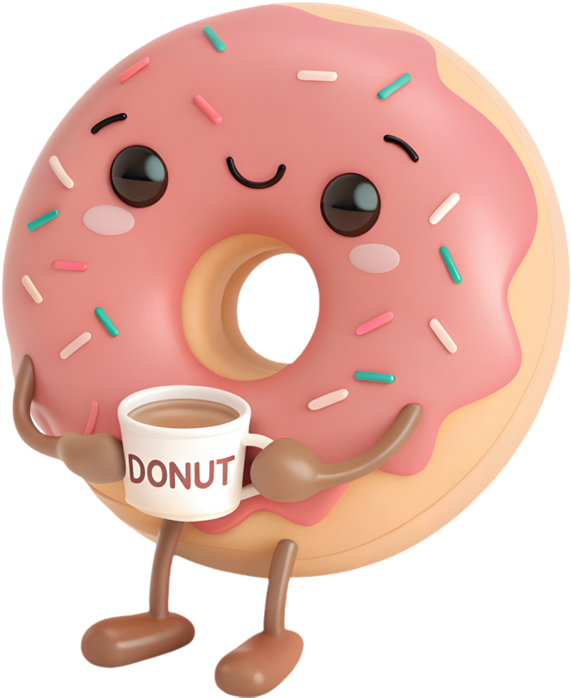 Cute doughnut clipart featuring playful, colorful cartoon artistic details. . png